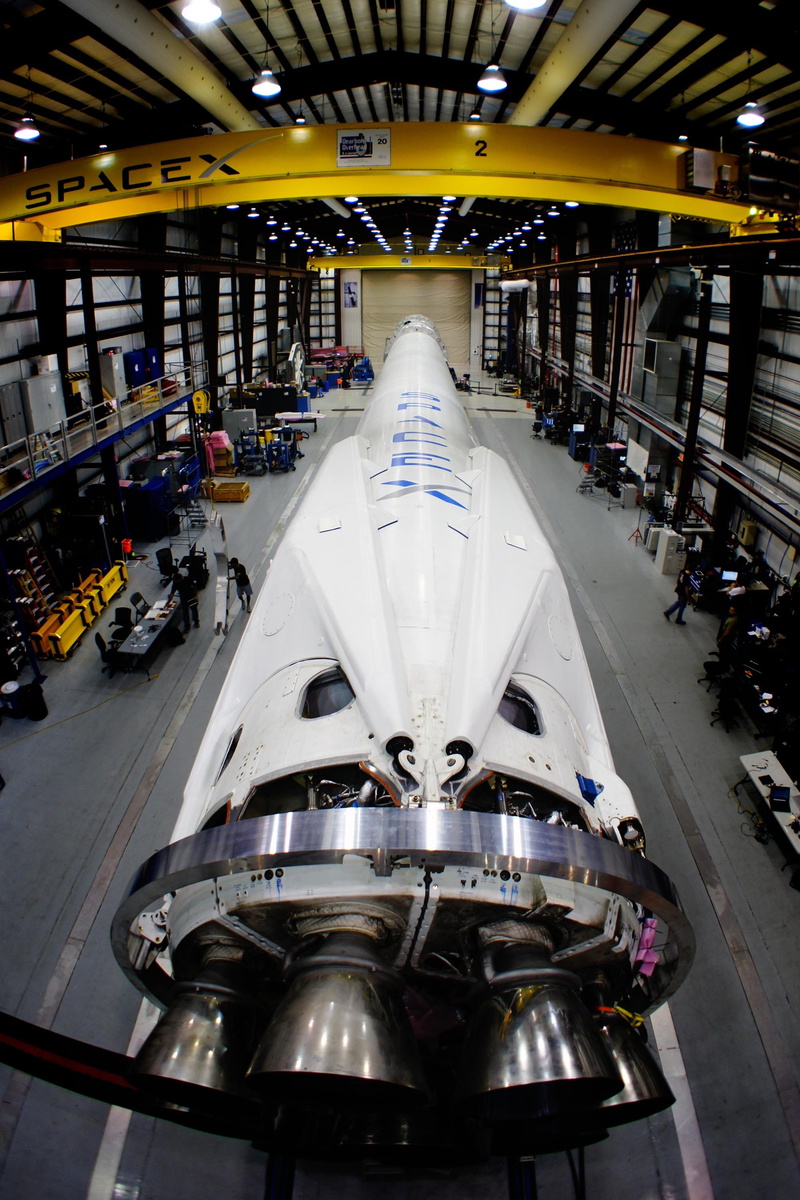 day, men, airplane, indoors, rocket science, rocket, travel, hangar, front view, ceiling, transportation, high angle view, spacex, air vehicle, 2K, industries