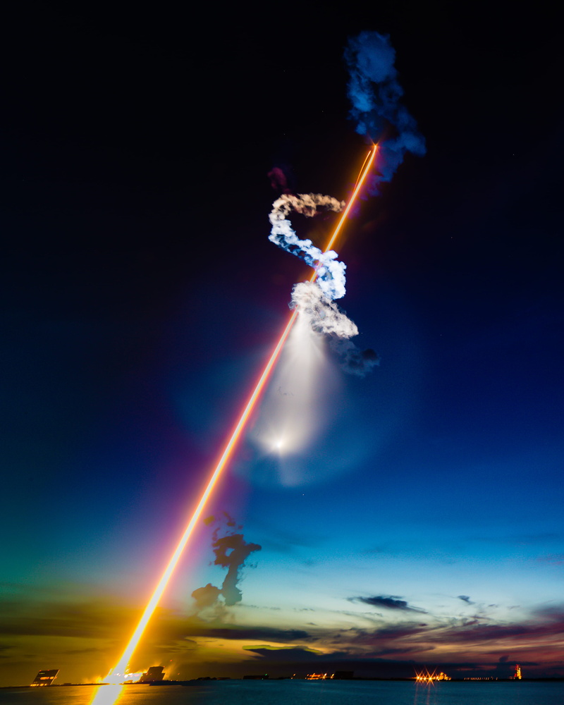 dragon, outdoors, blue, full length, nature, sky, noctilucent, arts culture and entertainment, cape canaveral air force station, commercial resupply, kennedy space center