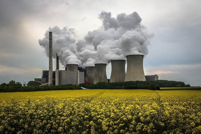 cloud - sky, 1080P, Power Plant, nature, fuel and power generation, Tower, Yellow Flower, Nuclear Plant, industry, landscape, building exterior, Man Made