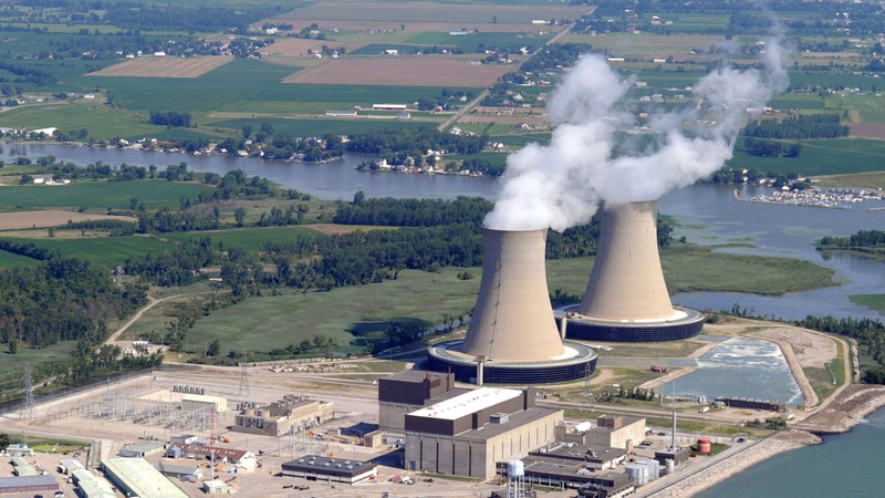 1080P, no people, smoke - physical structure, building exterior, fuel and power generation, aerial view, Plant, Nuclear, Power, power station, day, Fermi 2