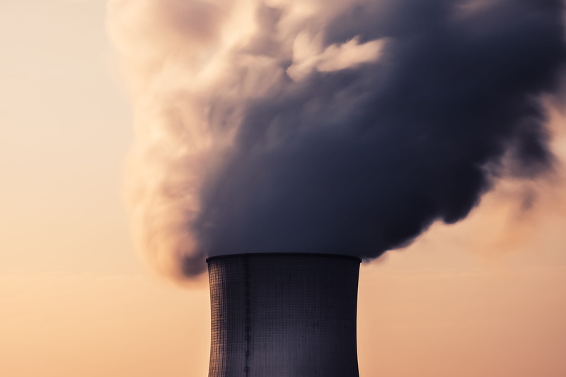 factory, smog, emitting, smoke, plant, 4K, sunset, pollution, smoke stack, environmental damage, gray, nuclear power plant, climate change, air pollution