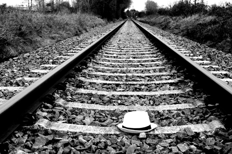 railroad track, pebble, day, plant, parallel, rock - object, hat, metal, black and white photography, nature, rail transportation, elbe -weser -triangle