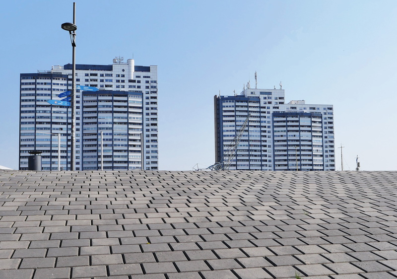 4K, construction industry, day, built structure, skyscrapers, office building exterior, development, port area, weser estuary, dike, skyline, bremerhaven