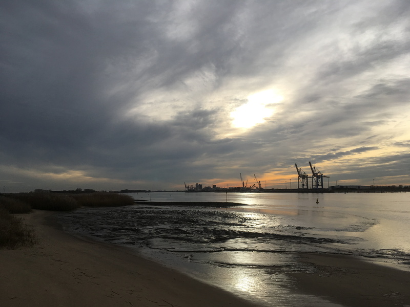 sky, dusk, beauty in nature, no people, river landscape, pier, mood, weser, river, reflection, sand stedt, water, land, nature, tranquility, cloud - sky