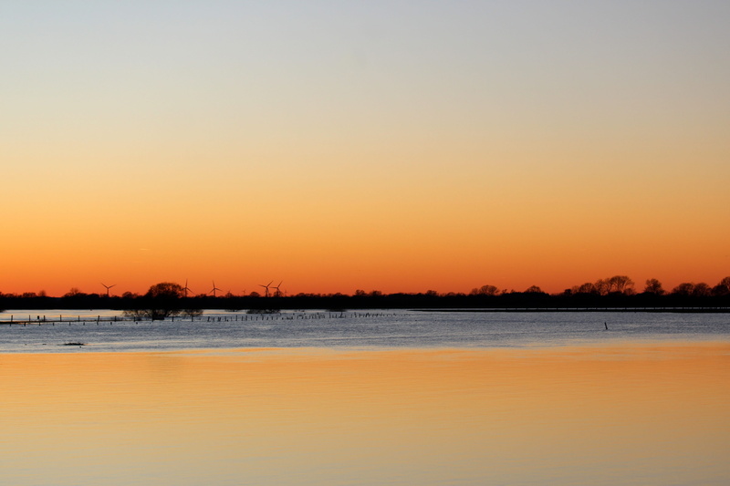 nature, waters, lake, dawn, reflection, waterfront, beauty in nature, outdoors, no people, bremen, romantic sky, evening, idyllic, tranquil scene, view into land