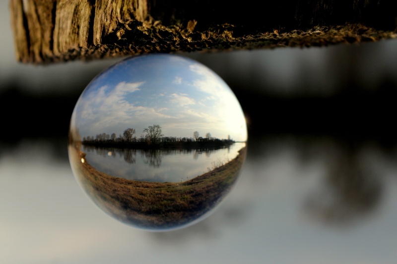 water, river, sky, nature, tranquility, ball, scenics - nature, glass ball, tree, outdoors, day, reflection, close-up, glass, 5K, weser, plant, no people