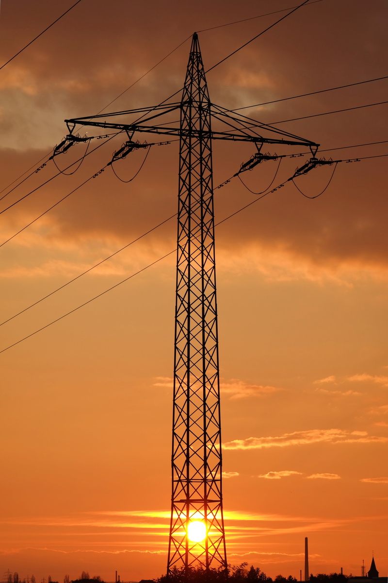 power Line, steel, sunset, outdoors, romantic sky, electricity, fuel and Power Generation, evening, metal, orange, voltage, 5K, cable, cloud - sky, industry