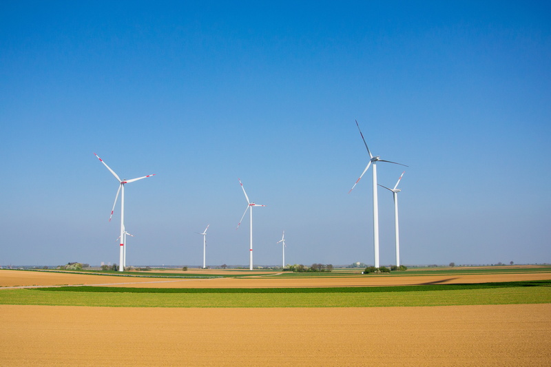wind power, power supply, propeller, rotor, environmental conservation, field, current, no people, environmental issues, industry, blue, alternative energy