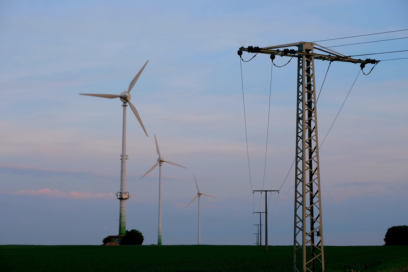 wind park, turn, outdoors, green energy, energy generation, strommast, low angle view, environmental conservation, sky, Power Line, windräder, power supply