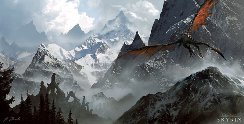 video games, Darek Zabrocki, 720P, dragon, fantasy art, The Elder Scrolls V: Skyrim