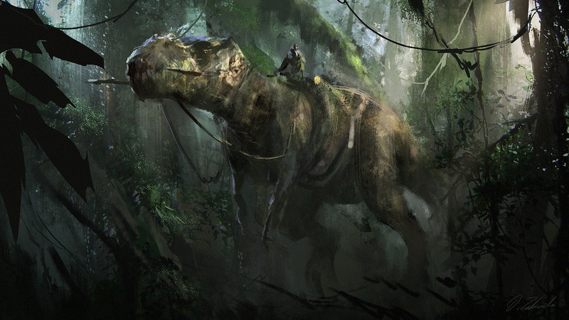 dark fantasy, Darek Zabrocki, 720P, dinosaurs, fantasy art, artwork, fan art