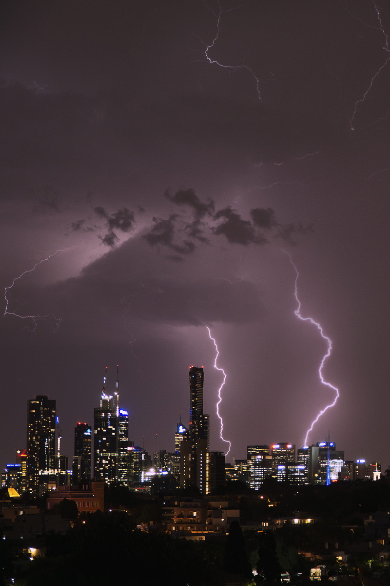 power, cloud - sky, storm, thunderstorm, urban, melbourne city, weather, illuminated, lightning, sky, sign, skyscraper, town, beauty in nature, australia