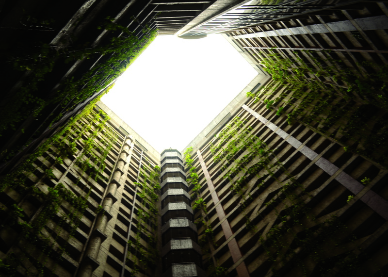 high, building, green, modern, nature, worms, vine, day, window, highrise, abandoned, low angle view, tower, office, angle, post-apocalyptic, apartment