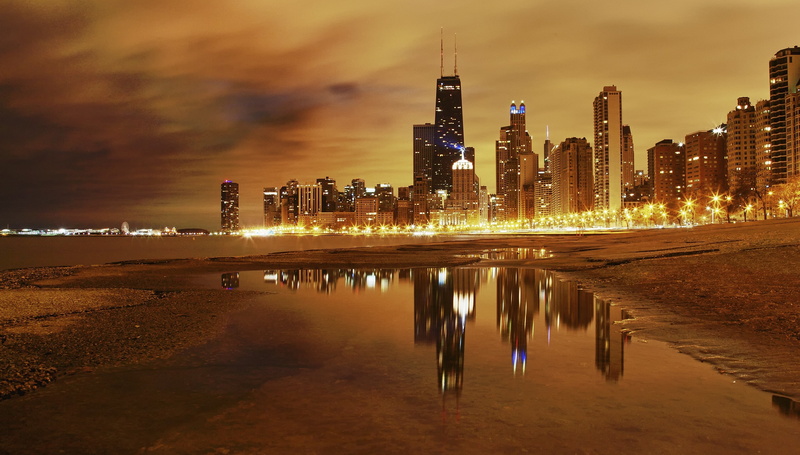 office Building, urban Scene, skyscraper, night, landscape, twilight, architecture, blue, reflection, sky, office building exterior, downtown District
