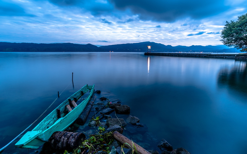 nature, view, tuktuk, seascape, toba, lakes, 5K, boats, indonesia, photography, water, blue, samosir, dawn, lake, long‑exposure, sumatra