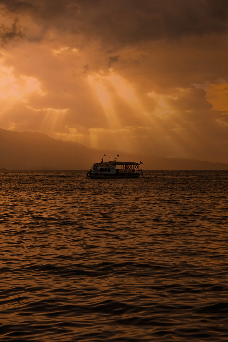 sunset, sky, travel, scenics - nature, waterfront, sea, passenger craft, no people, transportation, water, ship, 5K, sailing, lake toba, outdoors, beauty in nature