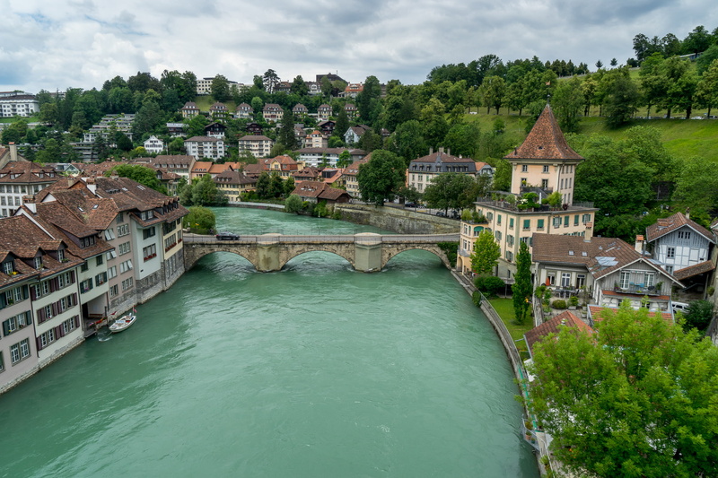 bridge, Aare River, river, Bern, building, 1080P, Switzerland