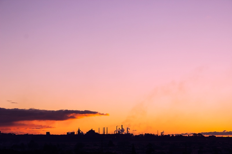 city, dusk, cloud - sky, dramatic sky, romantic sky, copy space, purple, sky, industry, built structure, architecture, building, factory, building exterior