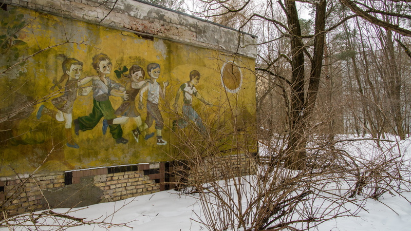 no people, representation, painting, playing, creativity, radiation, water, children, propaganda, graffiti, tree, ghost town, ruin, architecture, chernobyl
