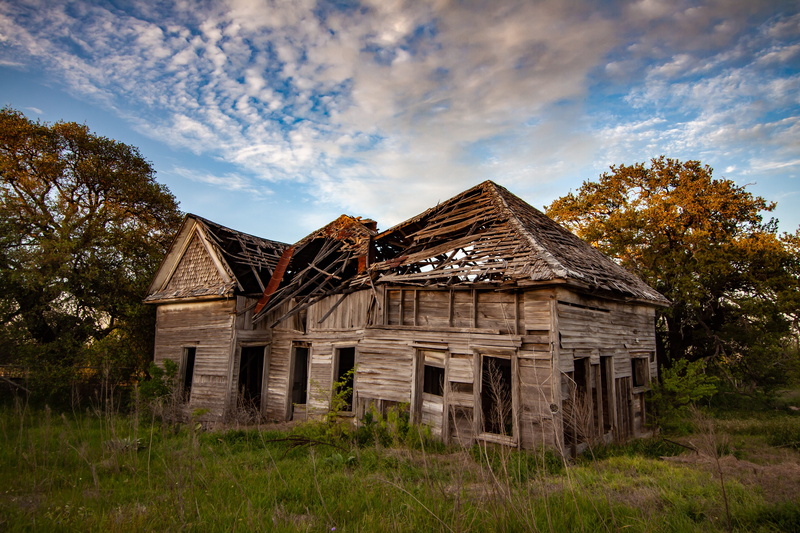 land, vintage, low angle view, plant, building, no people, old, built structure, architecture, house, abandoned, country, tree, outdoors, ruined, wooden