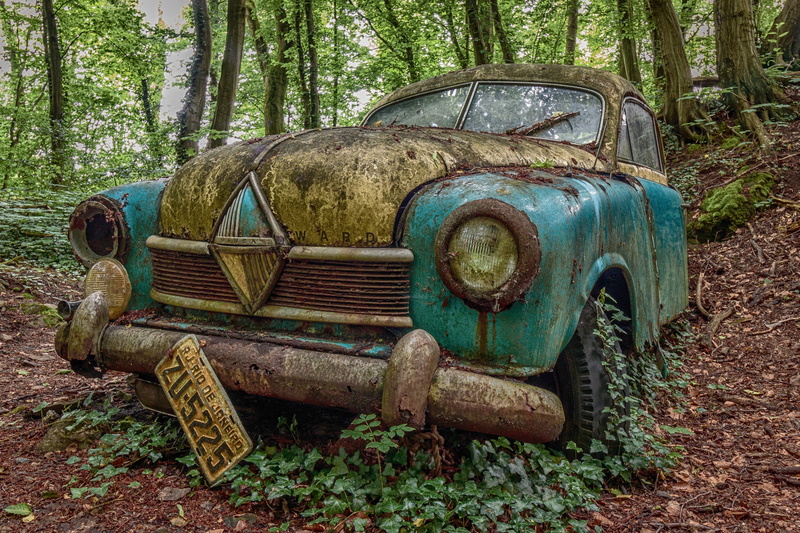 5K, decay, ruined, metal, abandoned, decline, weathered, deterioration, motor vehicle, run-down, damaged, rots, car, old, no people, plant, auto, obsolete