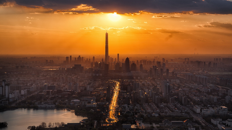 city, photography, tianjin, smog, skyline, nature, sun, sunlight, skyscraper, smoke stack, no people, building exterior, aerial view, orange color, sky