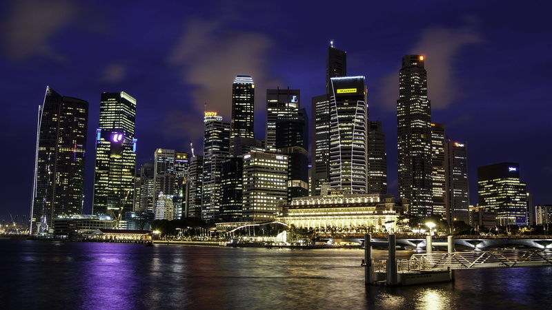 urban Skyline, office building exterior, blue, skyscraper, dark, financial District, water, no people, urban Scene, travel Destinations, dusk, sky, building