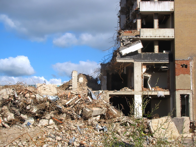 damaged, vacancy, recycling, demolished, built structure, building, rubble, digging, nature, sky, obsolete, collapsing, mess, run-down, abandoned, building exterior