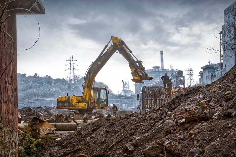 bulldozer, demolition, development, beside, outdoors, digging, crane - construction machinery, mining, yellow, industrial area, construction site, nature