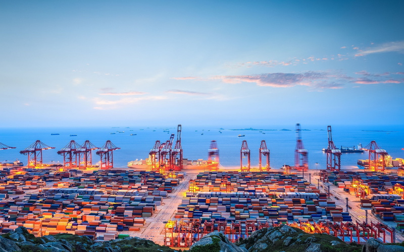cloud - sky, dock ports sea clouds ship container ship, freight transportation, oil refinery, 2K, refinery, industry, fuel and power generation, business