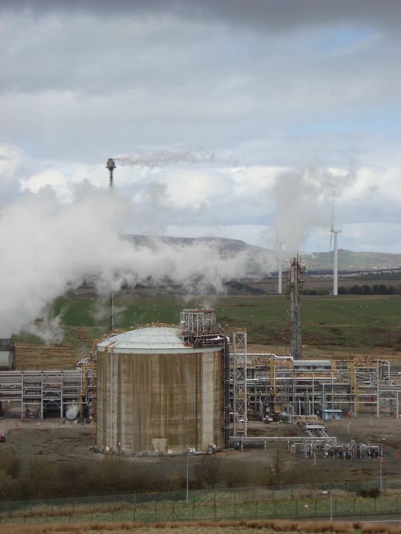 field, pollution, land, landscape, environmental issues, nature, building exterior, smoke - physical structure, no people, environment, built structure