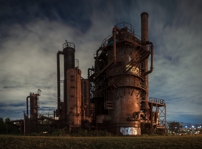 building, architecture, abandoned, pollution, sky, brown, smoke stack, industrial equipment, oil industry, gas works park, factory, built structure, cloud - sky