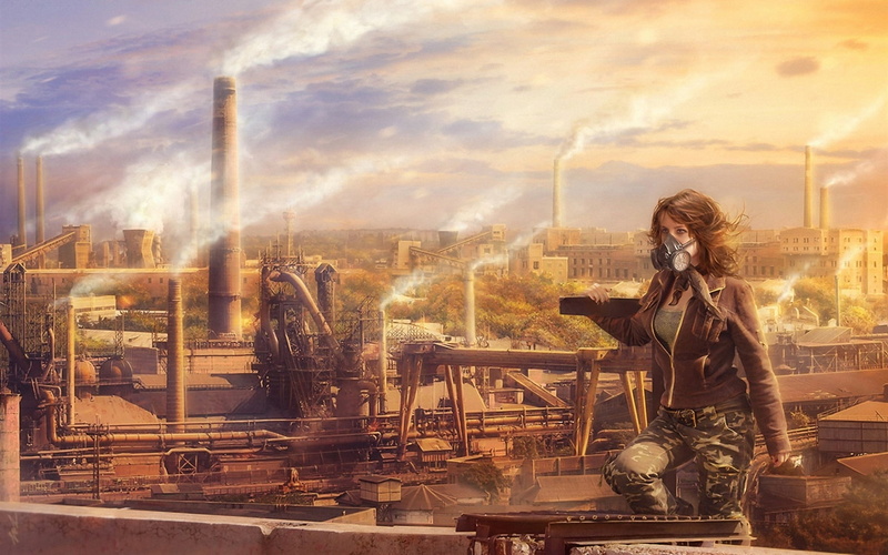 smoke, city, standing, 1080P, people, industry, young Adult, wearing, real people, built structure, business, building exterior, women, girl, sky, young women