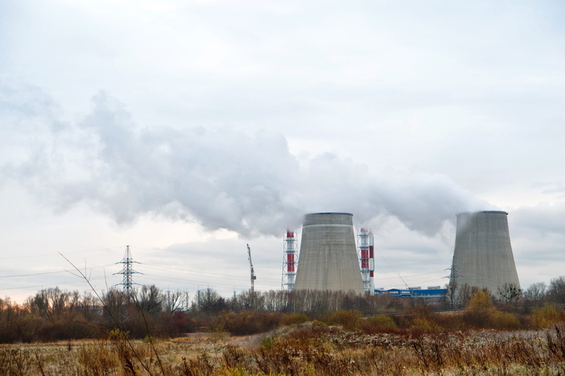 outdoors, cooling tower, industrial, built structure, fuel, heat, ecology, blue, white, environment, pollution, smog, tower, smoke, cloud - sky, no people