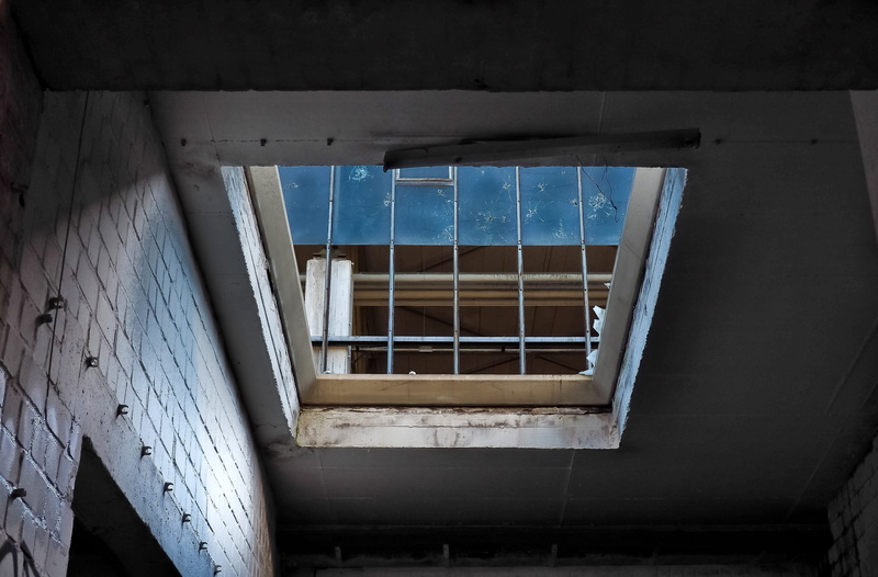 low angle view, 4K, outdoors, stock, damaged, wall - Building Feature, run-down, architecture And Buildings, forget, industrial building, indoors, building