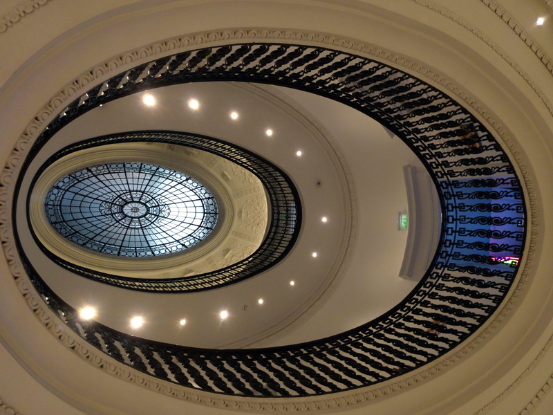 architecture, geometric shape, circle, railing, glass - material, architectural feature, abstract, lighting equipment, no people, built structure, 4K