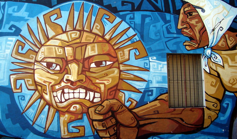 painted, face, sun, mural, painting, art and craft, day, teeth, representation, graffiti, wall - building feature, craft, male likeness, art, la boca, belief