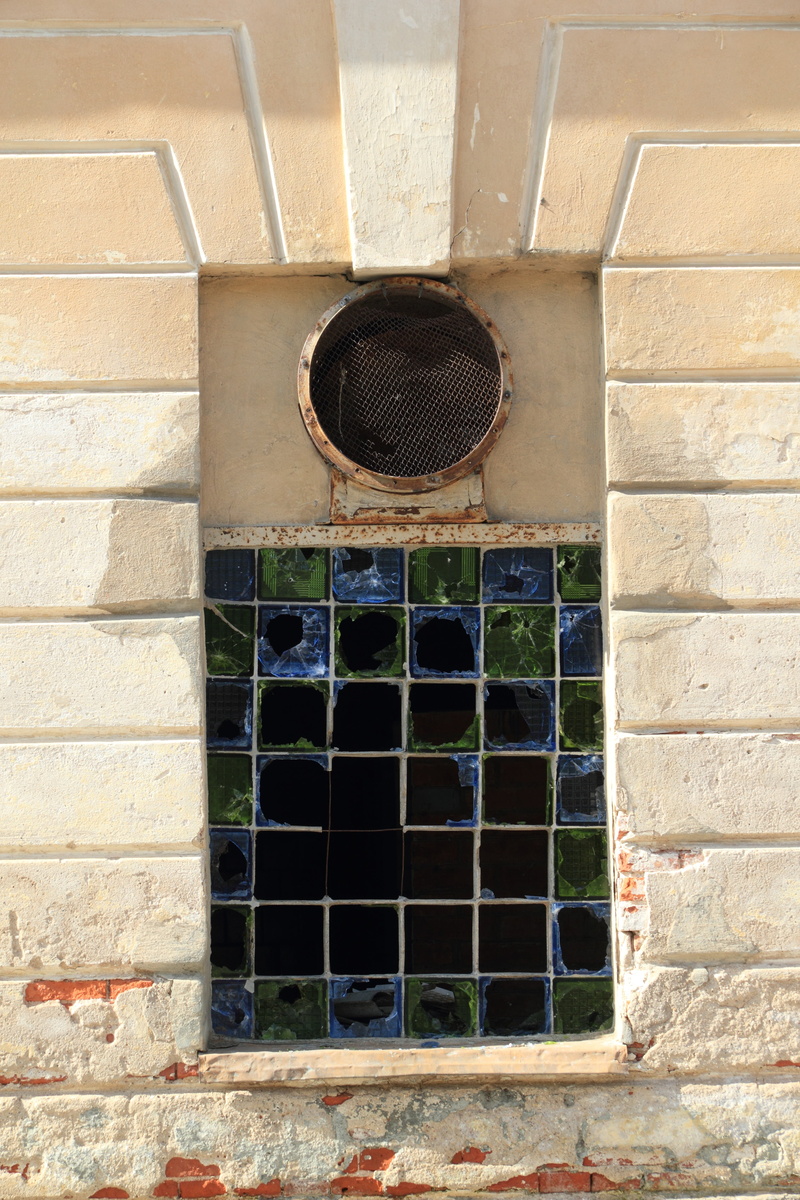 grid, building exterior, grate, latvia, exhaust fan, wall, geometric shape, brick wall, no people, metal, window, brick, stone, metal grate, architecture