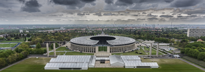 nature, high angle view, urban skyline, 5K, berlin olympic stadium, environment, built structure, city, cloud - sky, cityscape, sky, day, plant, grass
