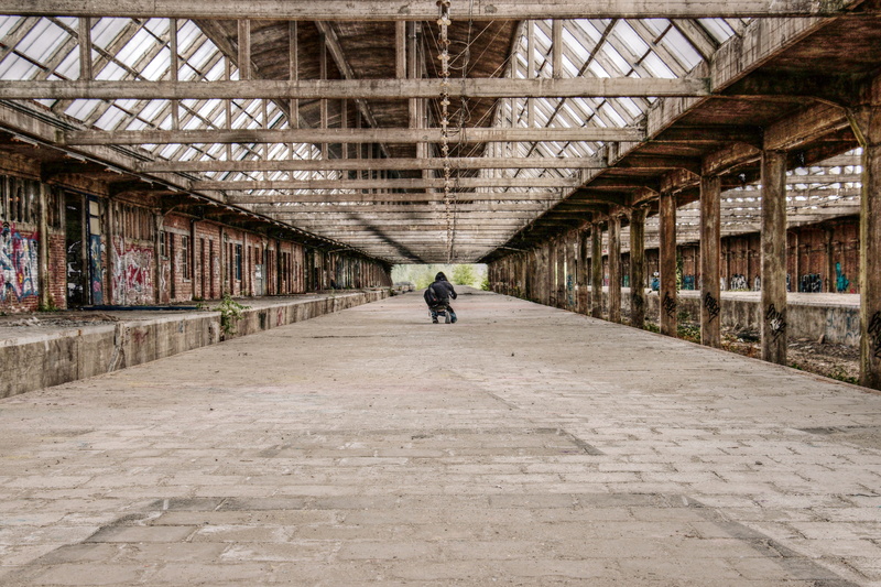 graffiti, adult, old, break up, past, lost place, one person, concourse, nature, women, building, rail passengers, gorilla, rewilding, rear view, men, human