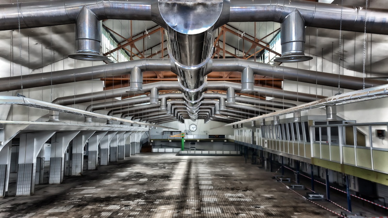 pipe - tube, butter factory, leave, connection, factory building, lapsed, rama, ceiling, industrial park, building, the way forward, lighting, industrial hall