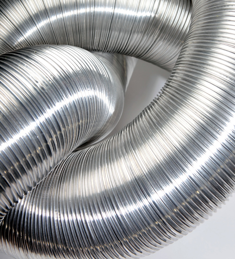 spiral, indoors, aluminum tube, curve, alloy, knot, shape, full frame, flexible, industry, pipeline, no people, metallic, tube, wire, ventilation pipe