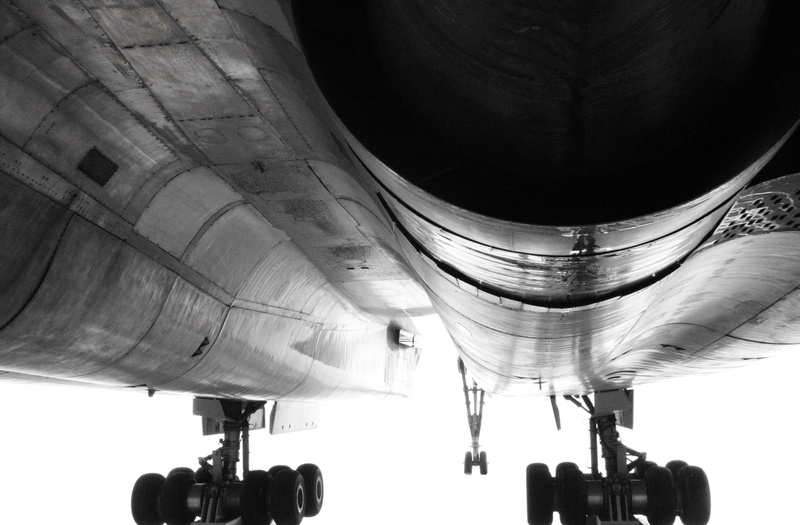 passenger machine, industry, low angle view, nozzle, air traffic, no people, departure, commercial Airplane, drive, fly, mode of Transport, black And White