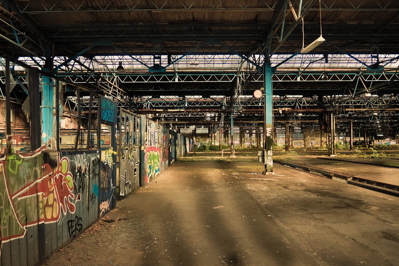 run down, forgotten places, unused, abandoned, decay, ruin, transient, lapsed, empty, transportation, railway depot, broken, break up, factory building