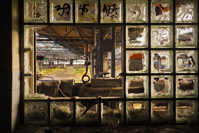 abandoned, hall, no people, forgotten places, lapsed, old factory, building, run down, ruin, destruction, maschinenhalle, transportation, metal, old building