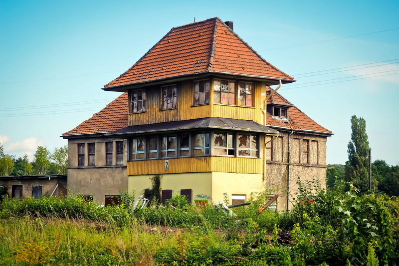 architecture, lost places, dirty, clear sky, transient, house, transience, railway system, growth, finiteness, signal box, leave, dilapidated, residential district