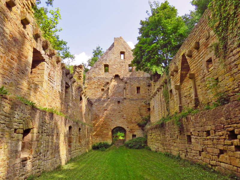 architecture, 2K, old, monastery ruins, finiteness, hildegard von bingen, monastery, no people, low angle view, building, stone wall, nature, day, archaeology