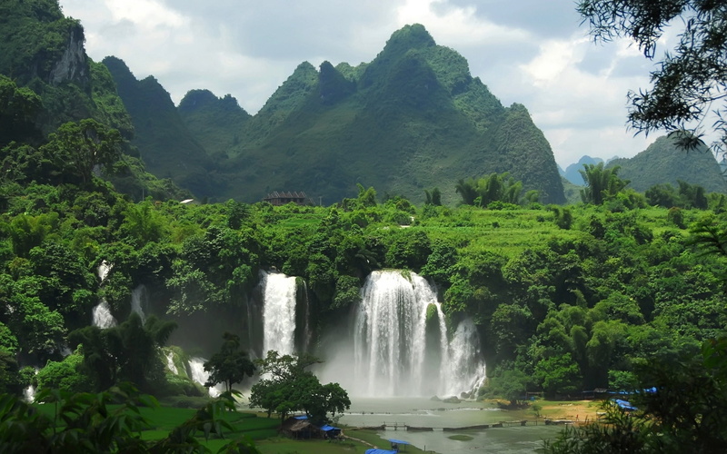 mountain, 1080P, river, background, nature, waterfall, landscape, superb