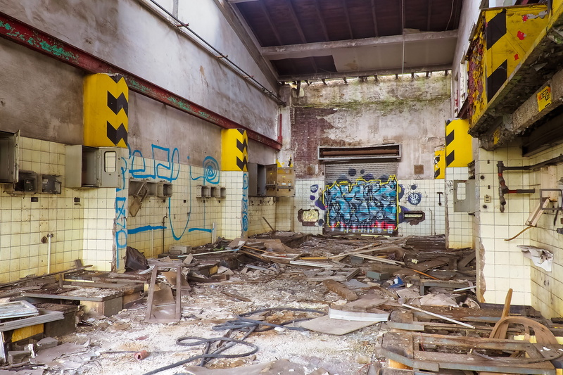 abandoned, ruined, factory building, forget, wall, window, passed, weathered, past, obsolete, stainless, railway station, void hall, industry, railway depot