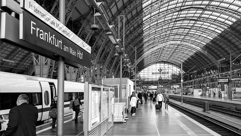 architecture, people, group of people, women, mode of transportation, real people, transportation, text, travel, frankfurt (main) hauptbahnhof, public transportation